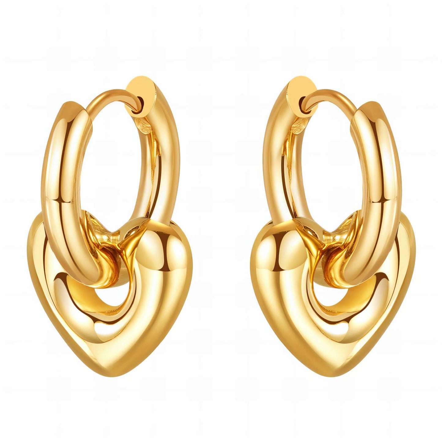 18K gold plated Stainless steel  Hearts earrings, Mashalla