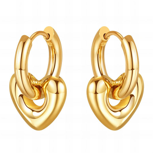 18K gold plated Stainless steel  Hearts earrings, Mashalla