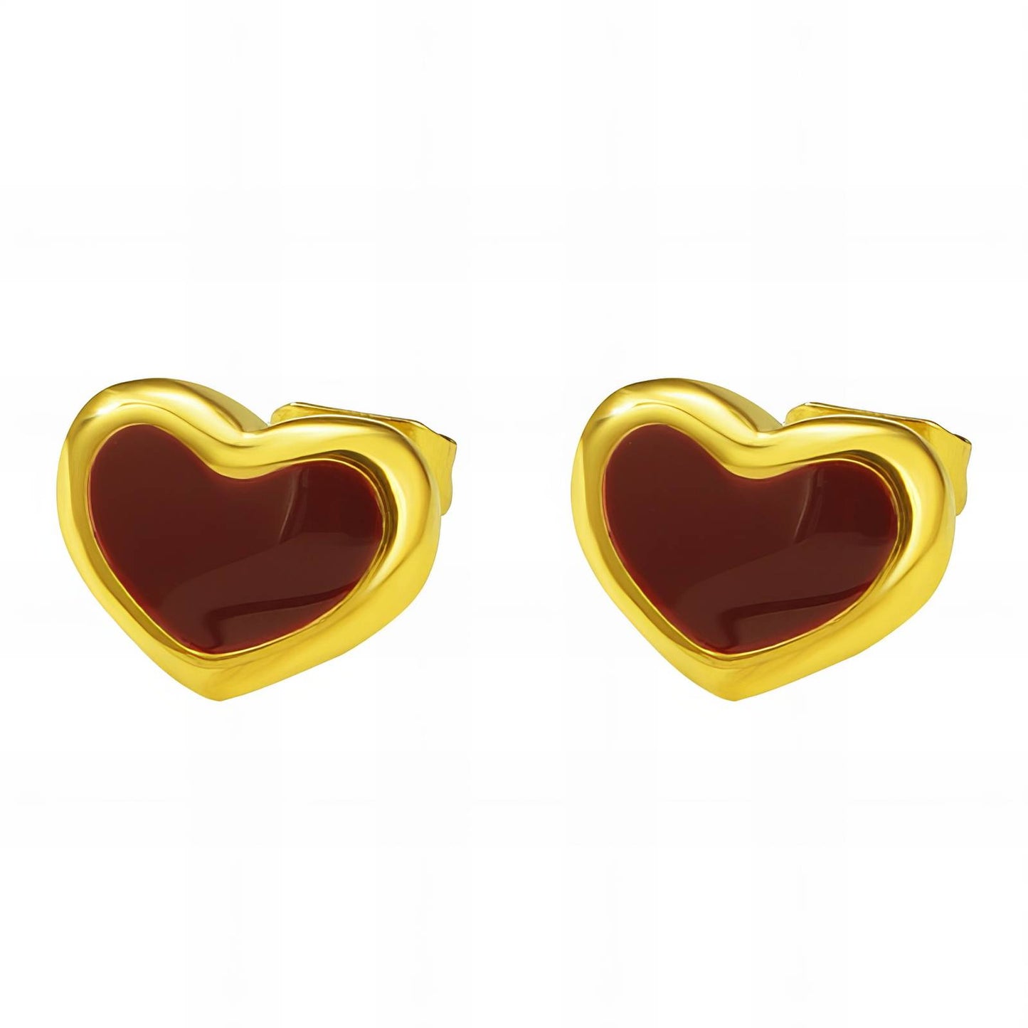 18K gold plated Stainless steel  Hearts earrings, Mashalla