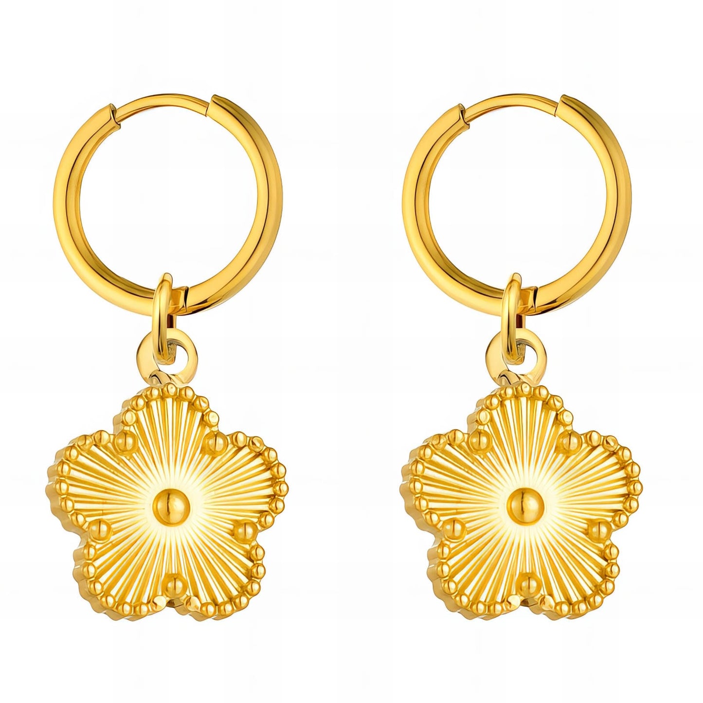 18K gold plated Stainless steel  Flower earrings, Mashalla