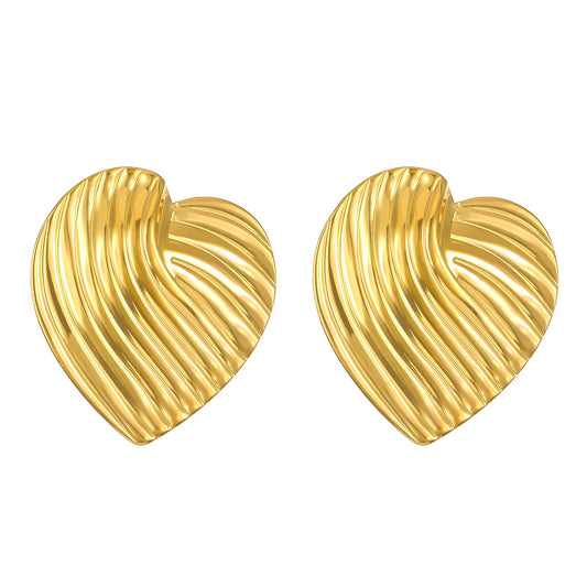 18K gold plated Stainless steel  Hearts earrings, Mashalla