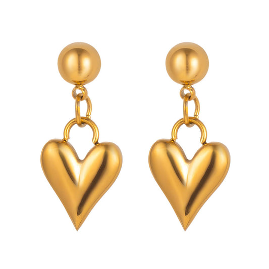 18K gold plated Stainless steel  Hearts earrings, Mashalla