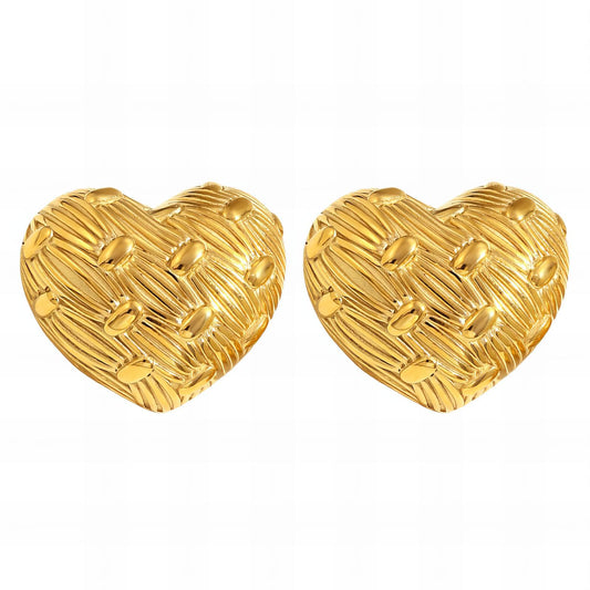 18K gold plated Stainless steel  Hearts earrings, Mashalla