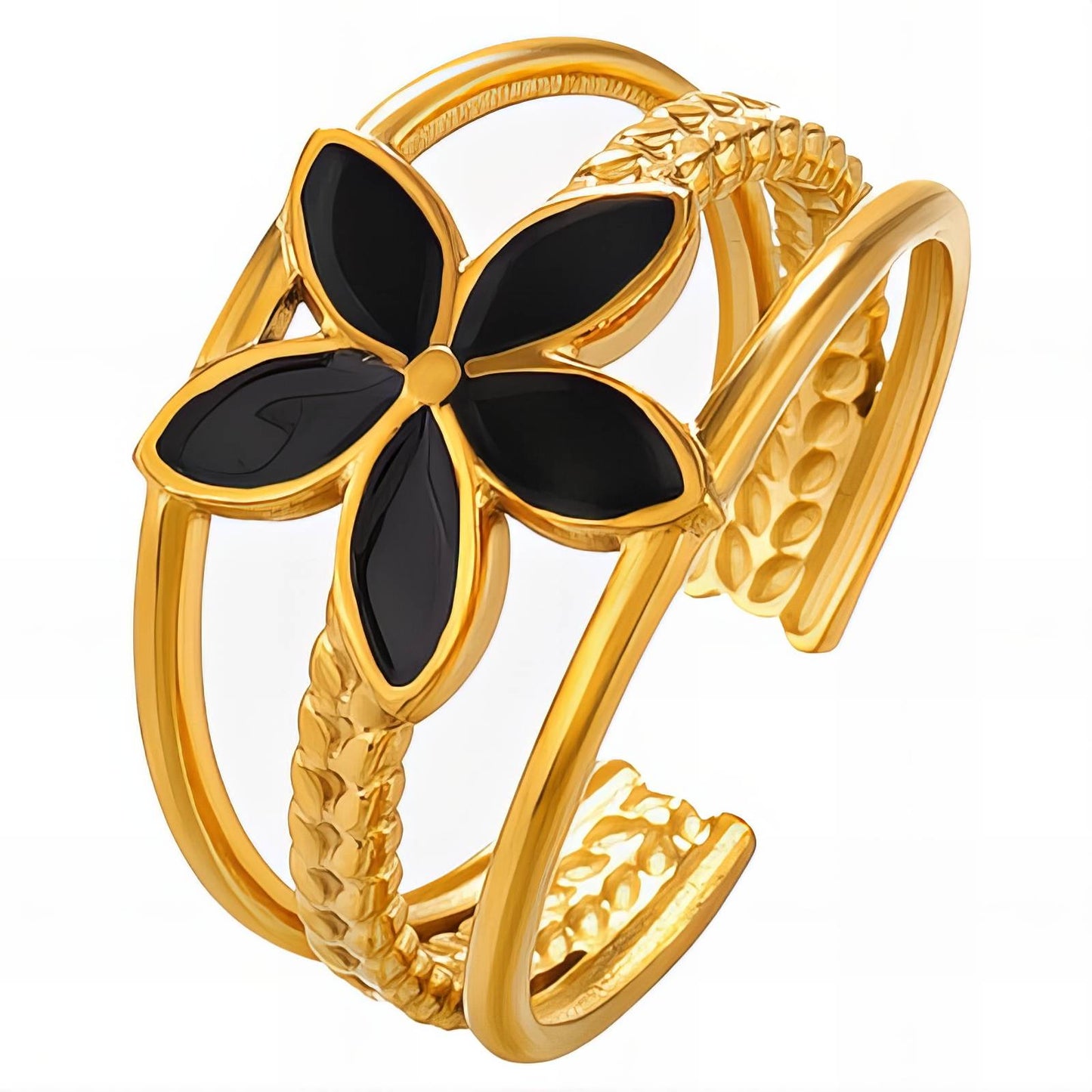 18K gold plated Stainless steel  Flowers finger ring, Mashalla