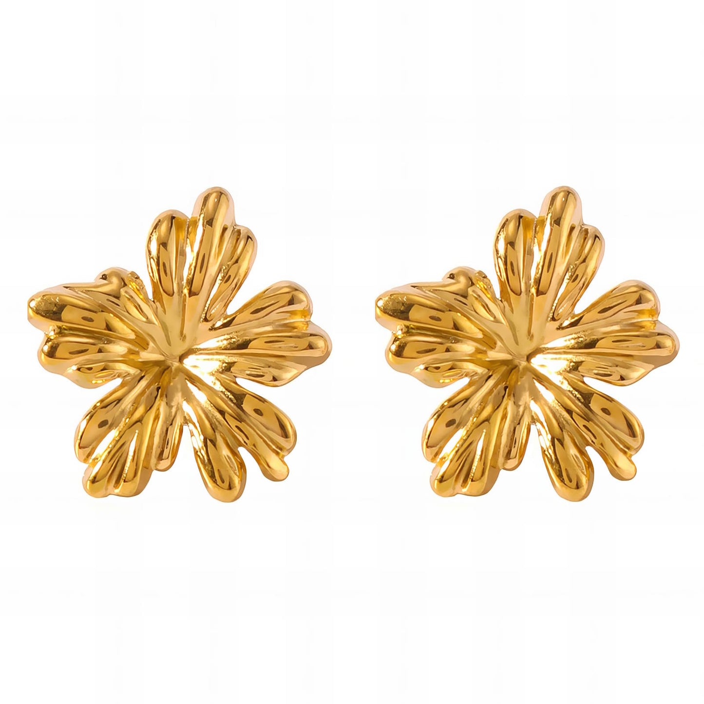 18K gold plated Stainless steel  Flowers earrings, Mashalla