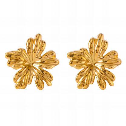 18K gold plated Stainless steel  Flowers earrings, Mashalla