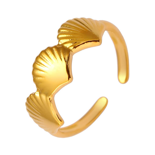 18K gold plated Stainless steel  Shells finger ring, Mashalla