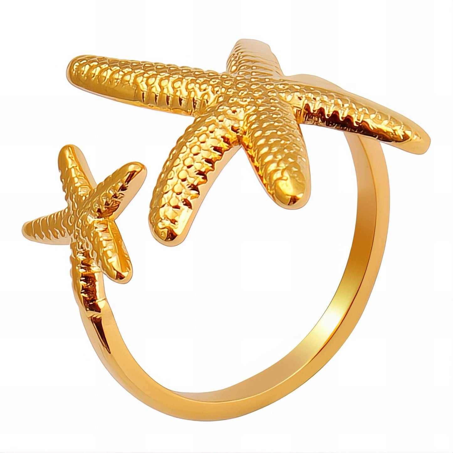 18K gold plated Stainless steel  Starfish finger ring, Mashalla