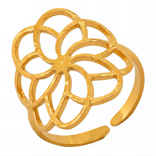 18K gold plated Stainless steel  Flower finger ring, Mashalla