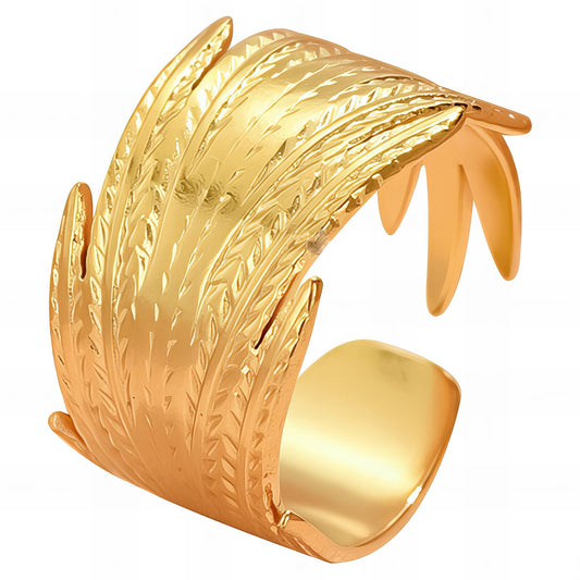 18K gold plated Stainless steel  Leafs finger ring, Mashalla