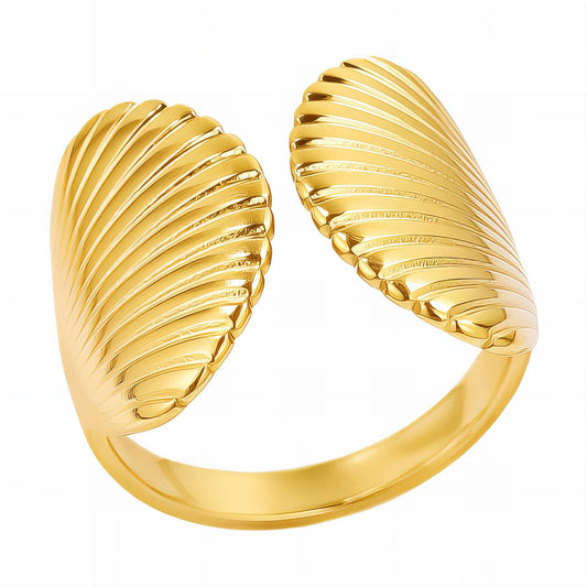 18K gold plated Stainless steel  Shells finger ring, Mashalla