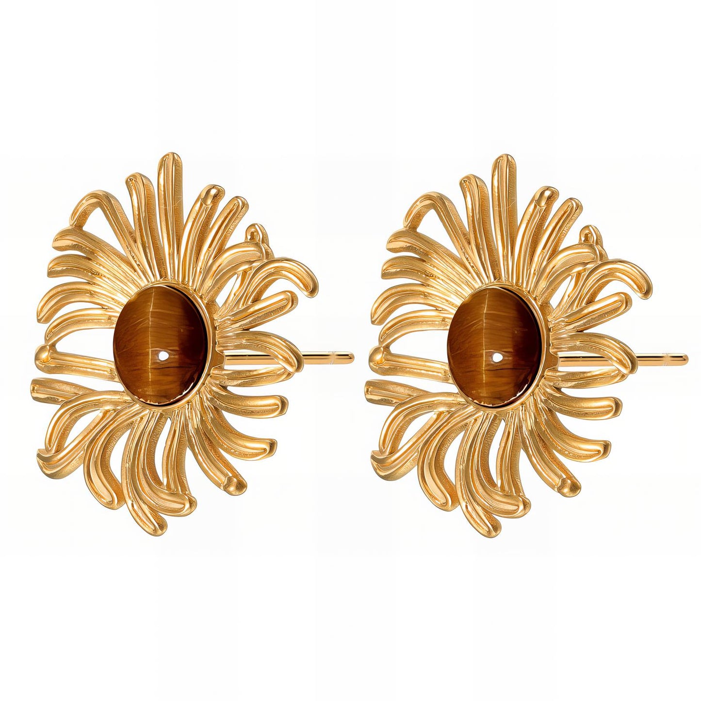 18K gold plated Stainless steel  Flowers earrings, Mashalla