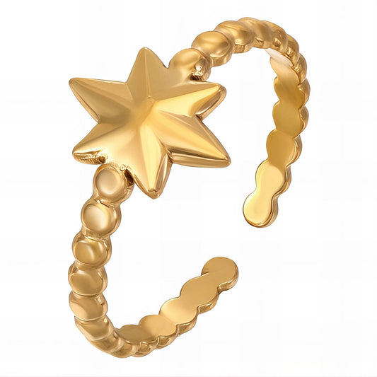 18K gold plated Stainless steel  Star finger ring, Mashalla