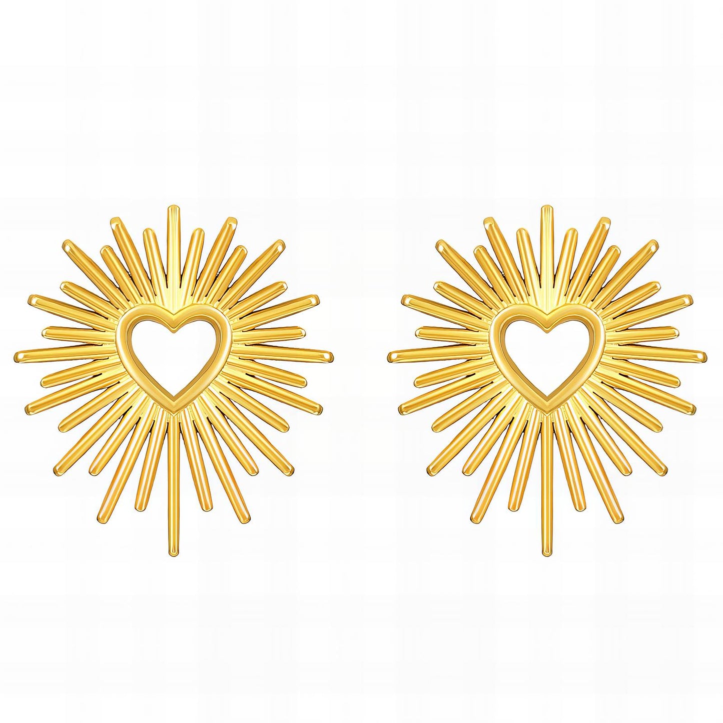 18K gold plated Stainless steel  Hearts earrings, Mashalla