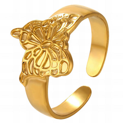 18K gold plated Stainless steel  Butterfly finger ring, Mashalla