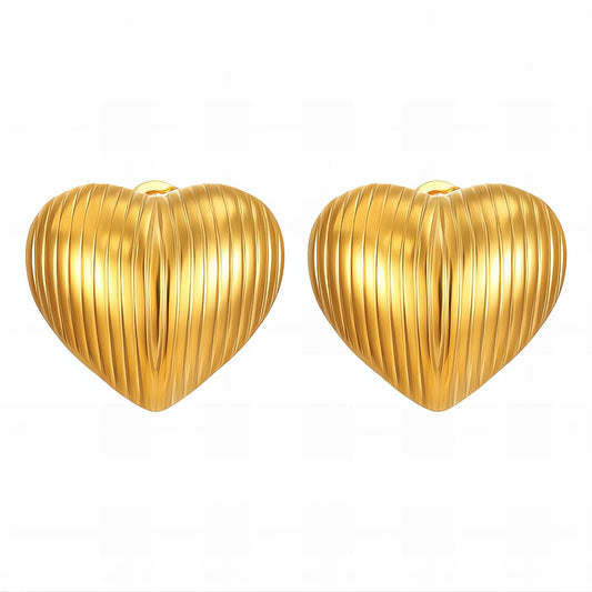 18K gold plated Stainless steel  Heart earrings, Mashalla