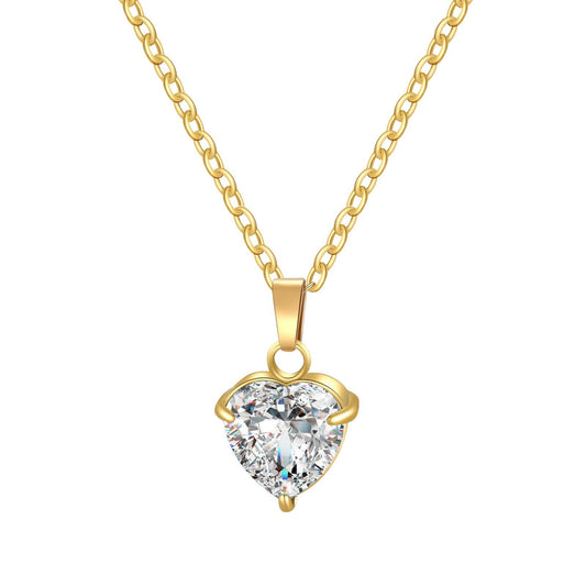 18K gold plated Stainless steel  Heart necklace, Mashalla