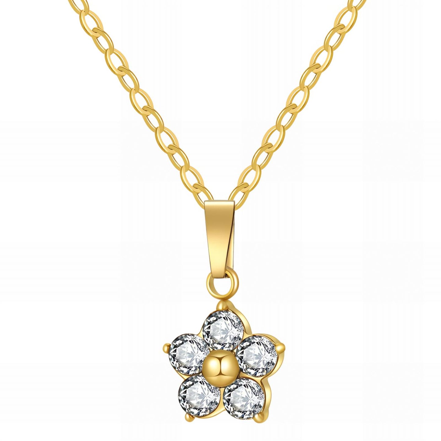 18K gold plated Stainless steel  Flower necklace, Mashalla