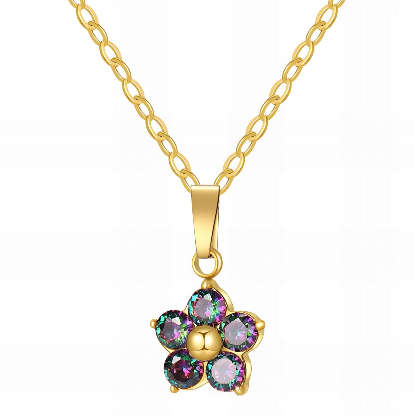 18K gold plated Stainless steel  Flower necklace, Mashalla