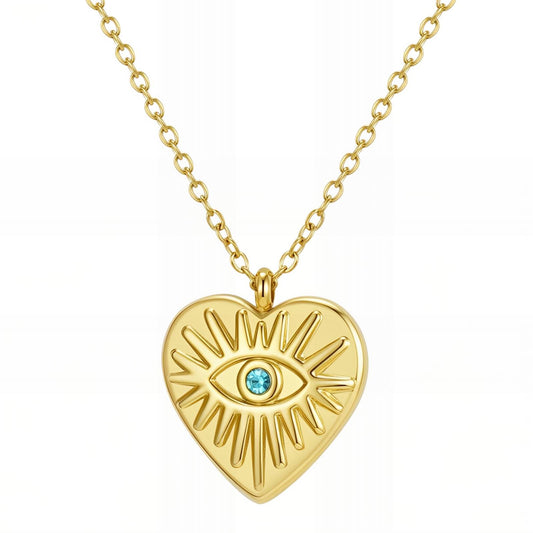 18K gold plated Stainless steel  Heart necklace, Mashalla