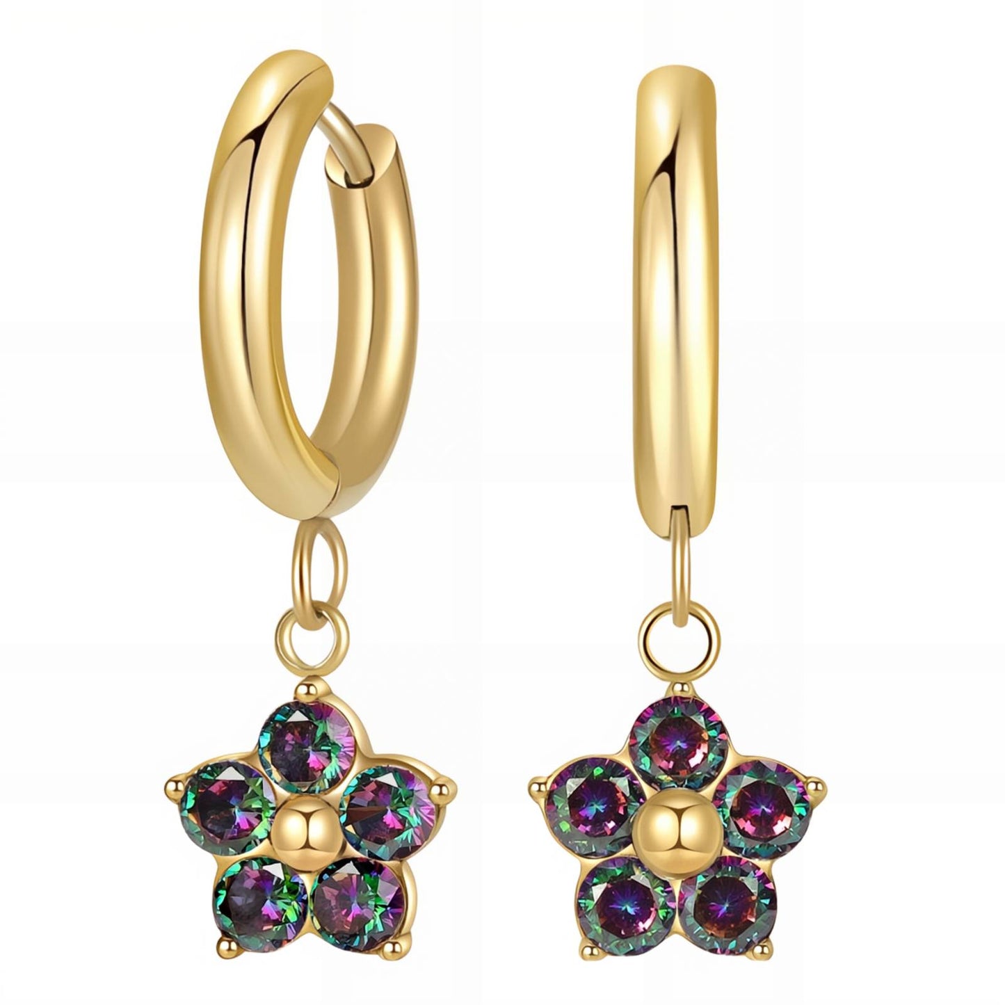 18K gold plated Stainless steel  Flower earrings, Mashalla