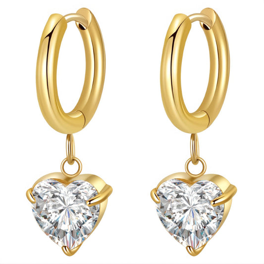 18K gold plated Stainless steel  Hearts earrings, Mashalla