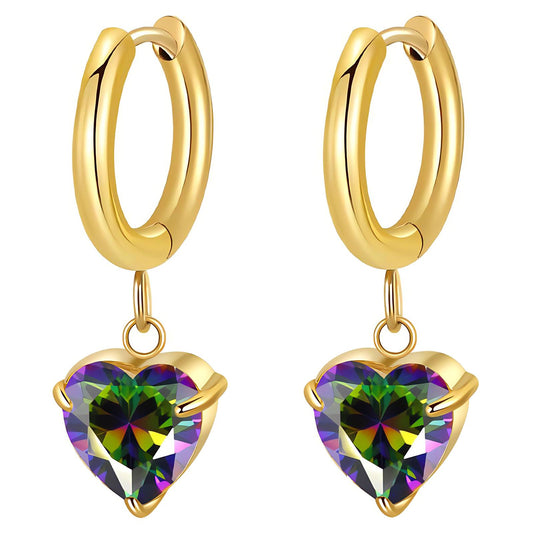 18K gold plated Stainless steel  Heart earrings, Mashalla