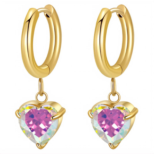 18K gold plated Stainless steel  Heart earrings, Mashalla