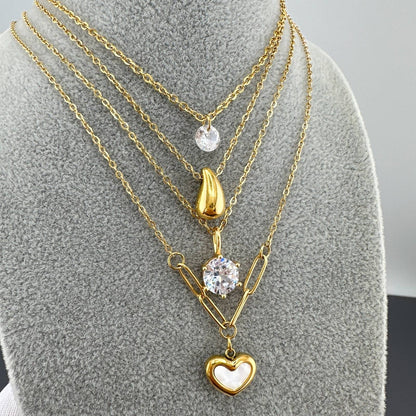 18K gold plated Stainless steel  Hearts necklace, Mashalla