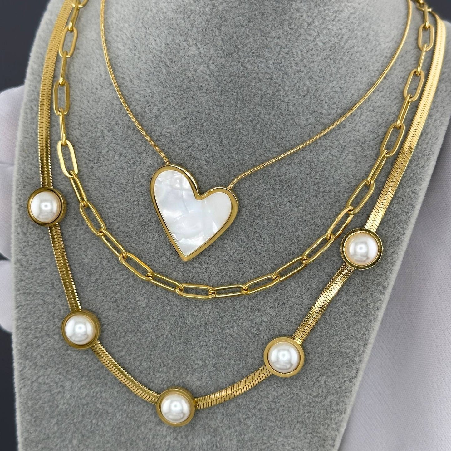 18K gold plated Stainless steel  Heart necklace, Mashalla